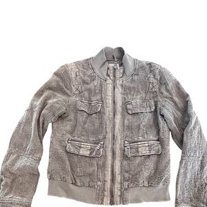 Marrakech Textured Moto Utility Jacket Taupe Gray Size M